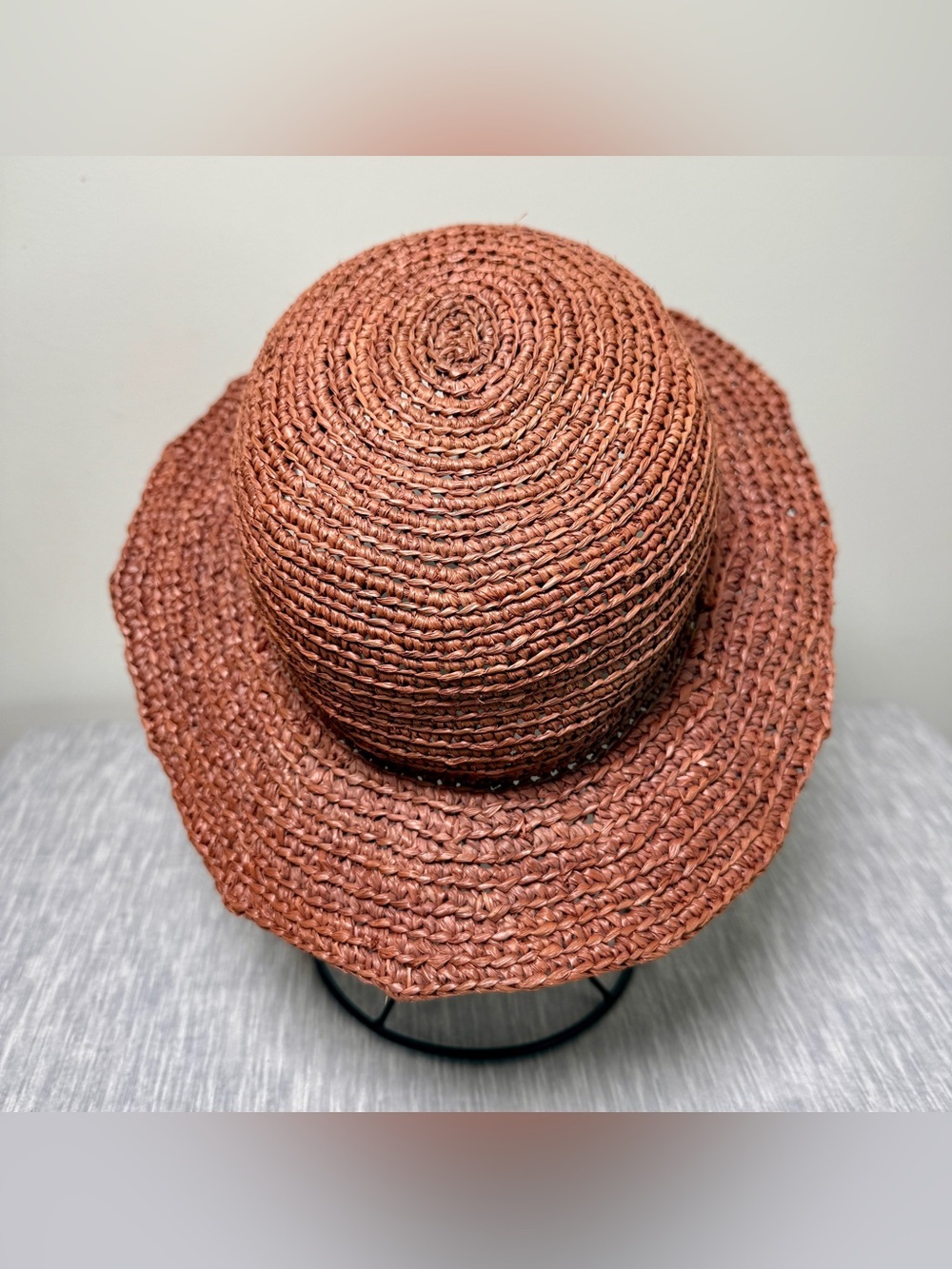 Kaminski Australia Wide Brim Raffia Sun Hat | Terracotta | Boho Beach Coastal - Picture 2 of 9